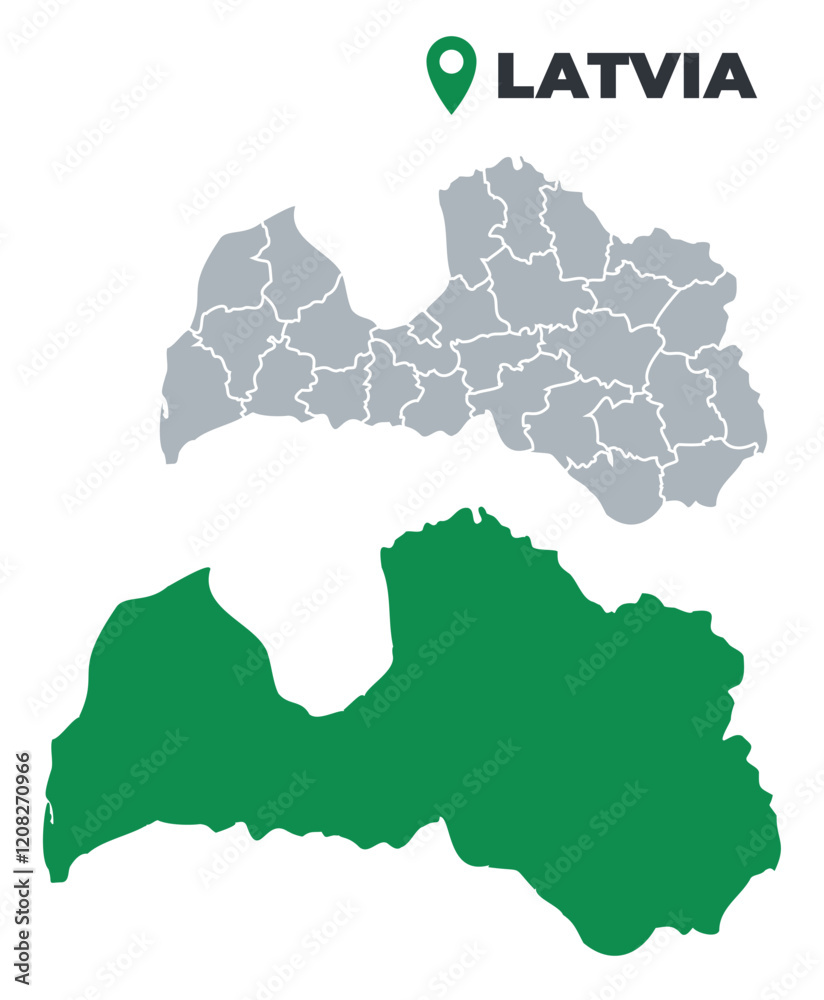 Fototapeta premium Latvia map simple flat outline vector set