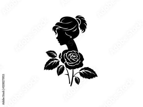 Ross Flowers vector art illustration.   roses isolated on white transparent background. a Ros vetch leaves vector silhouette artwork illustration.
