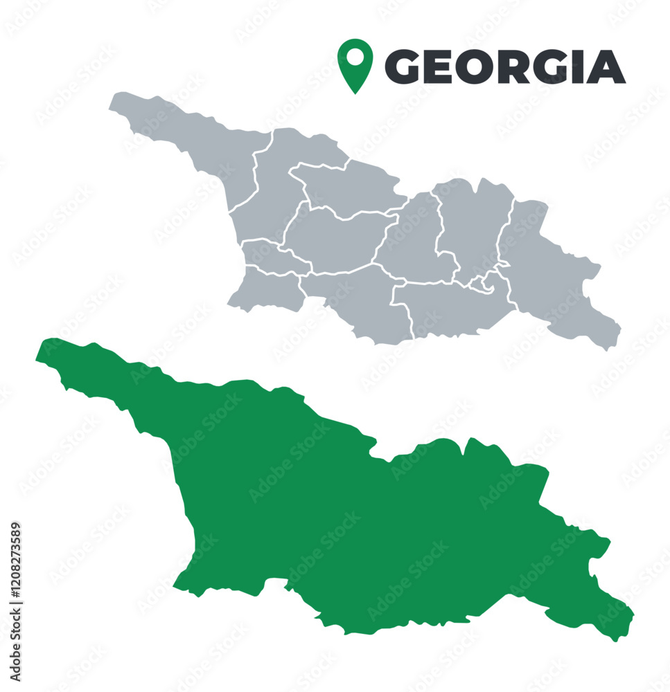 Georgia map simple flat outline vector set Georgia map simple flat outline vector set