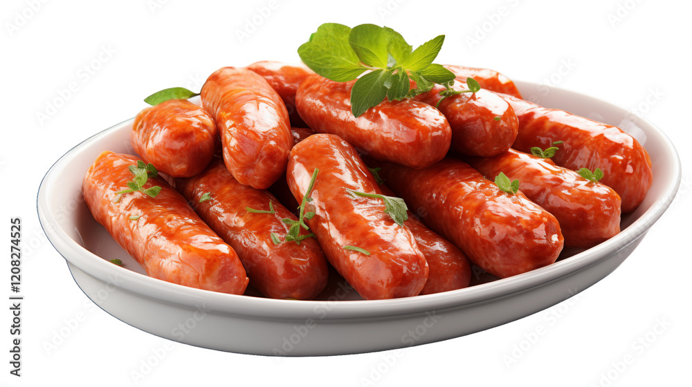 A group of plump, fresh sausages neatly arranged, perfect for grilling or cooking, studio view, isolated on transparent background. A group of plump, fresh sausages neatly arranged, perfect for grilling or cooking, studio view, isolated on transparent background.