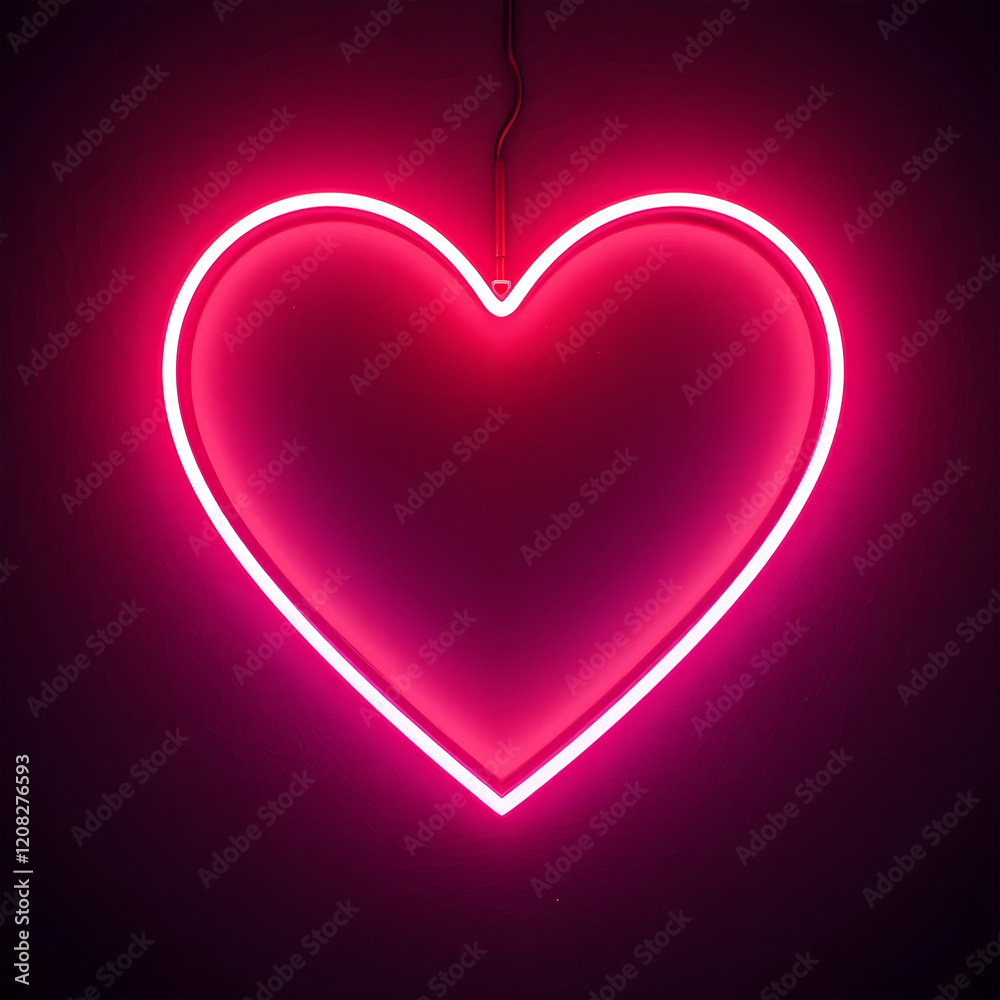 Glowing Neon Heart Against a Dark Background. Glowing Neon Heart Against a Dark Background.