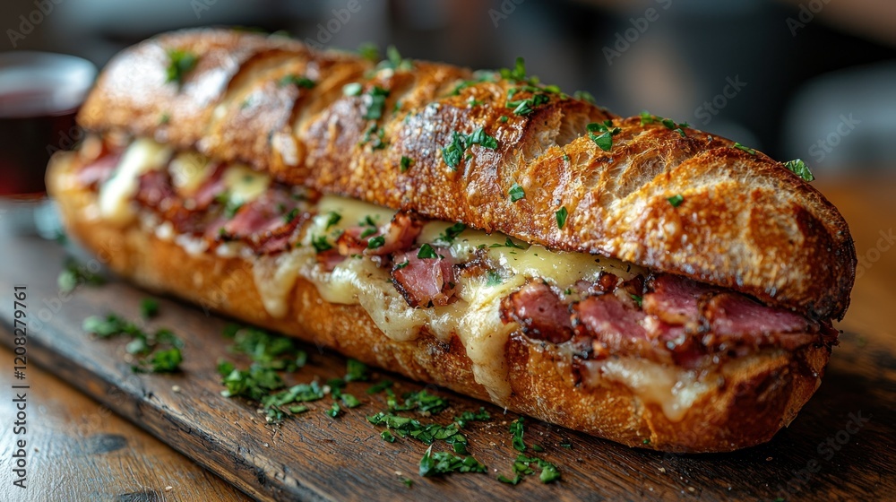 Delicious Pastrami and Cheese French Bread Sandwich