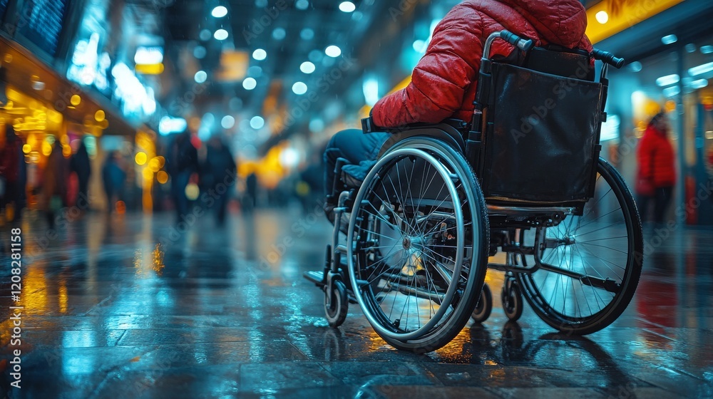 Obraz premium Wheelchair user takes legal action against a large retailer for accessibility issues in store