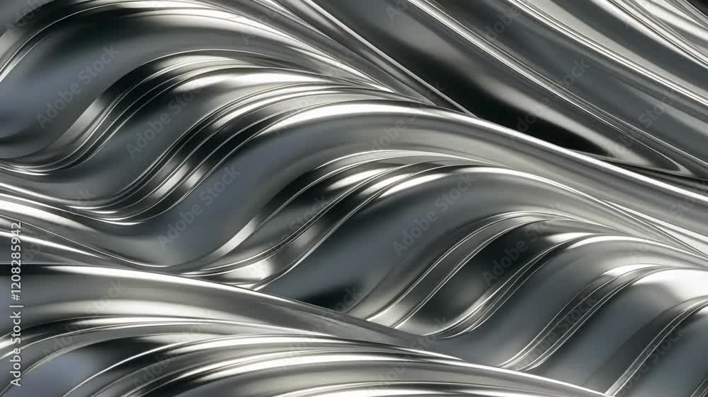 Flowing metallic waves in motion creating fluid abstract patterns Flowing metallic waves in motion creating fluid abstract patterns