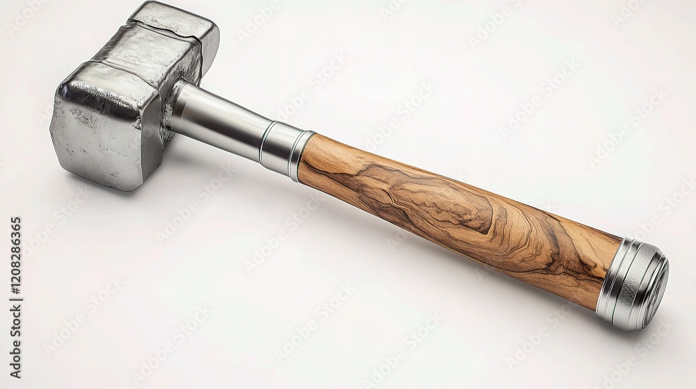 Naklejka premium Isolated Detailed Sledgehammer with Wooden Handle on White Background