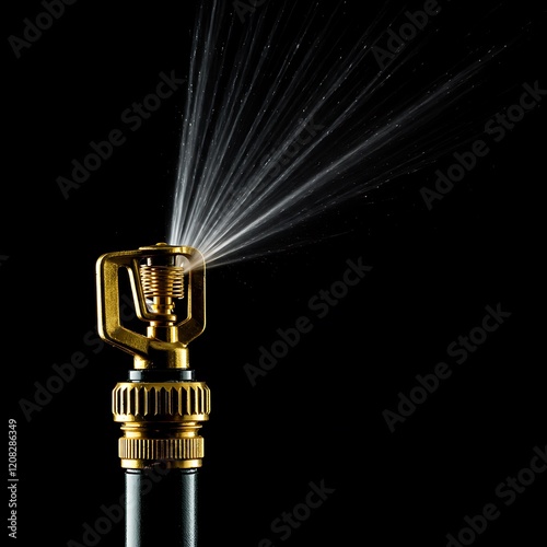 Wallpaper Mural Summer garden sprinkler flow, water droplet nature stream, automatic irrigation technology, chrome metal pressure spray isolated Torontodigital.ca