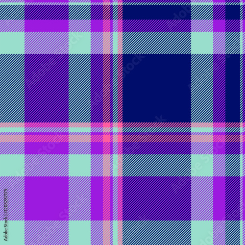 Sexual plaid textile background, customized pattern fabric tartan. Duvet vector texture seamless check in teal and blue colors.