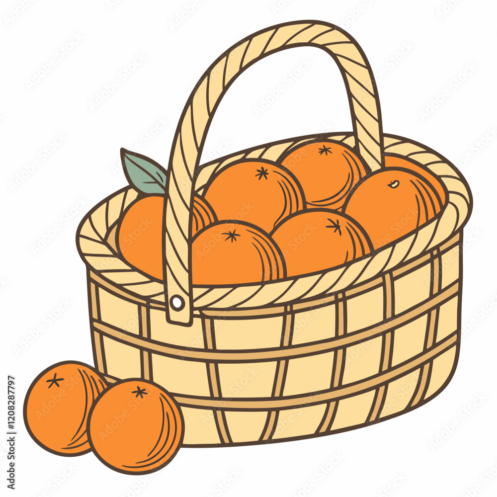 Fototapeta premium basket with bread and oranges