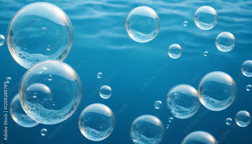 Clear blue water bubbles, cut out