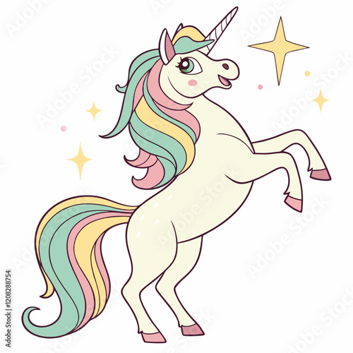unicorn cartoon isolated vector illustration