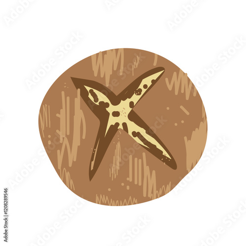 Loaf of wheat,  rye toast bread. Grain bread roll bun. Baked food. Baguette. Bakery shop. Vector illustration in hand drawn style.