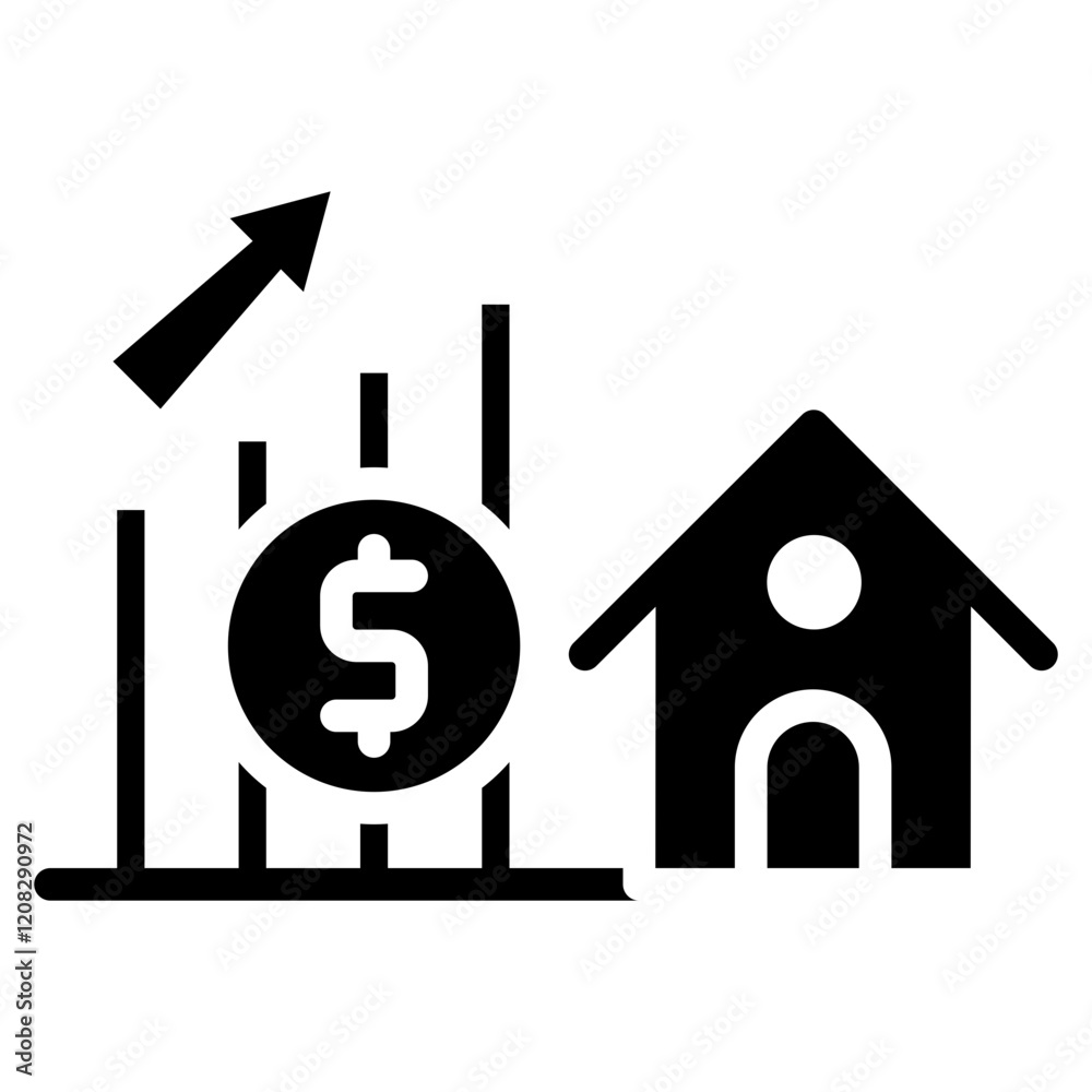 Minimalist Glyph House Price Increase Icon Minimalist Glyph House Price Increase Icon