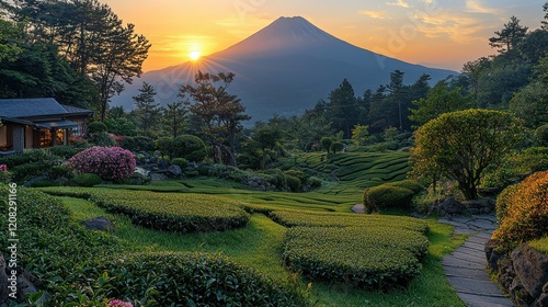 Serene Sunrise at Mount Fuji Tea Plantation