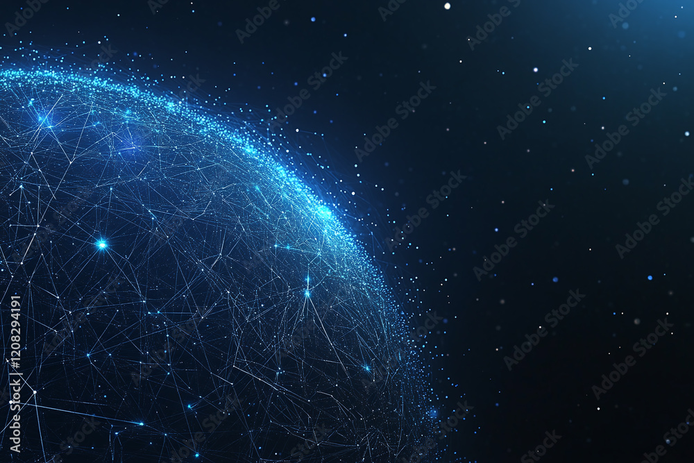 Fototapeta premium Futuristic Global Network with Digital Connections and Glowing Data Points in a Tech-Inspired Abstract Earth Design