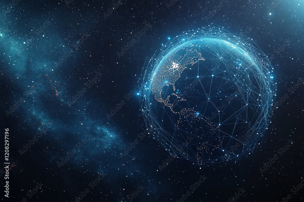 Futuristic Global Network with Digital Connections and Glowing Data Points in a Tech-Inspired Abstract Earth Design Futuristic Global Network with Digital Connections and Glowing Data Points in a Tech-Inspired Abstract Earth Design