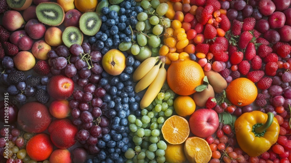 Rainbow of Fresh Fruits: A Vibrant Display of Nature's Bounty Rainbow of Fresh Fruits: A Vibrant Display of Nature's Bounty