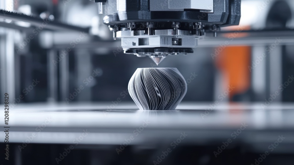 Modern 3d printer creating a complex and layered vase using advanced technology in a laboratory or industrial setting, showcasing innovation in design and manufacturing Modern 3d printer creating a complex and layered vase using advanced technology in a laboratory or industrial setting, showcasing innovation in design and manufacturing