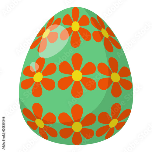 Easter egg with floral pattern, Festive attribute for design of postcard, poster or banner