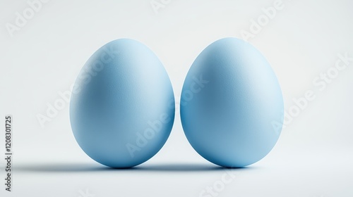 Easter blue eggs on white background for holiday decoration and design