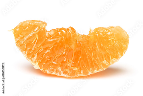 close up of orange pulp beautiful skin isolated white background