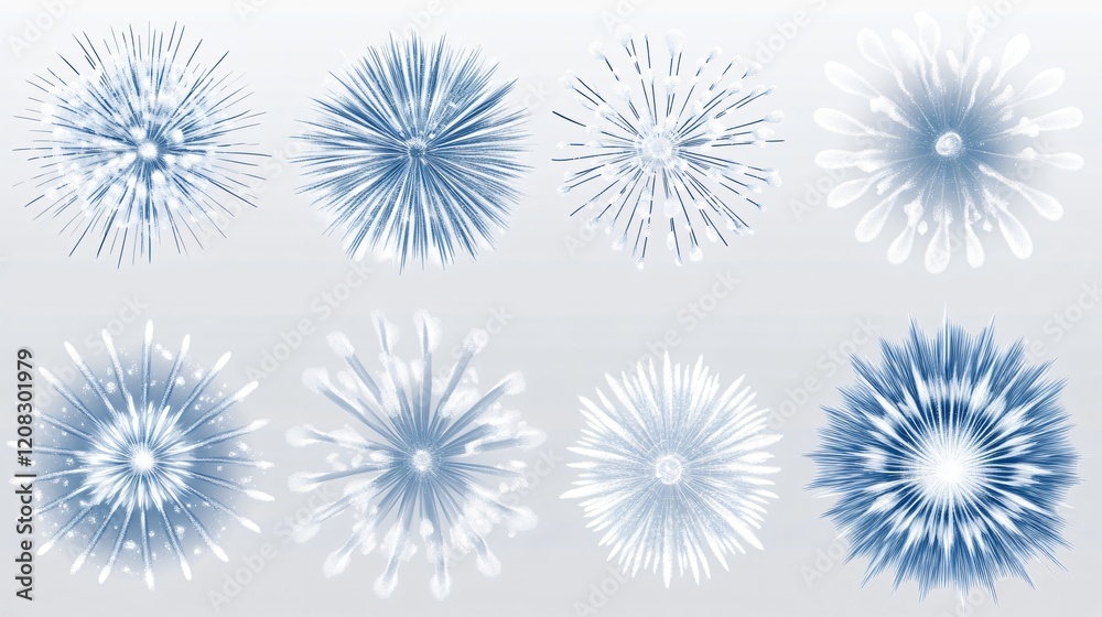 Wide Set of Fireworks Elements on Transparent Background for Graphic Design Wide Set of Fireworks Elements on Transparent Background for Graphic Design