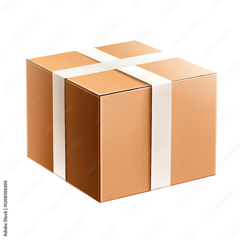 A simple cardboard box with a white ribbon, ideal for representing gifts, shipments, or packaging in various business contexts. Perfect for e-commerce, logistics, and celebrations. A simple cardboard box with a white ribbon, ideal for representing gifts, shipments, or packaging in various business contexts. Perfect for e-commerce, logistics, and celebrations.