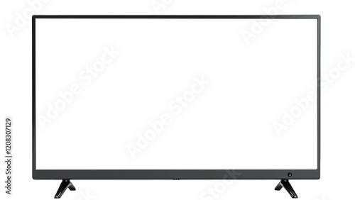 Flat screen television with transparent screen for placing image. Isolated on transparent background. Cutout.