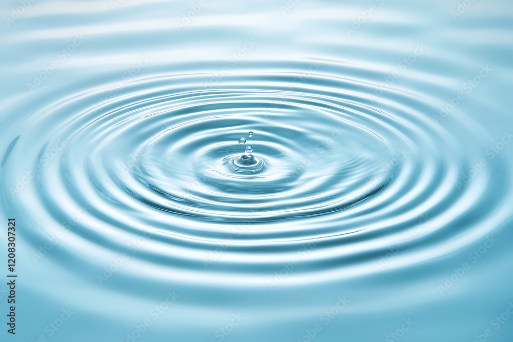 Water Drop Ripples: A Serene Blue Reflection Water Drop Ripples: A Serene Blue Reflection