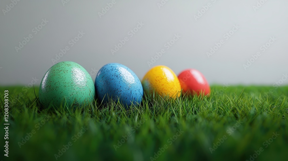 Vibrant easter eggs nestled in fresh green grass for festive spring decoration Vibrant easter eggs nestled in fresh green grass for festive spring decoration