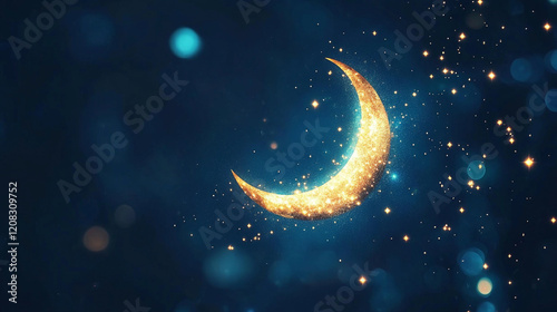 crescent moon against a dark background symbolizing celestial beauty and the wonder of astronomy with a bright tone and blurred empty space for a modern aesthetic photo