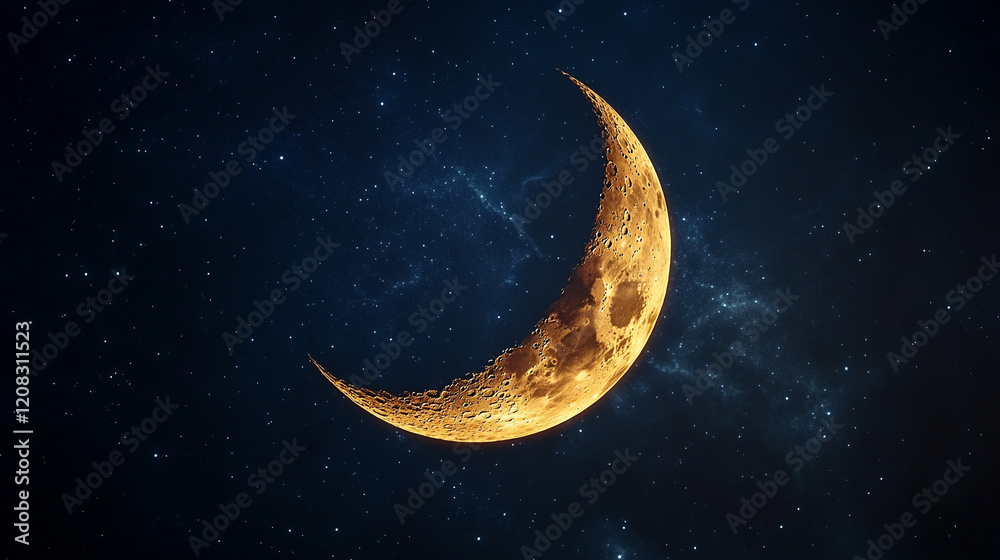 crescent moon against a dark background symbolizing celestial beauty and the wonder of astronomy with a bright tone and blurred empty space for a modern aesthetic crescent moon against a dark background symbolizing celestial beauty and the wonder of astronomy with a bright tone and blurred empty space for a modern aesthetic