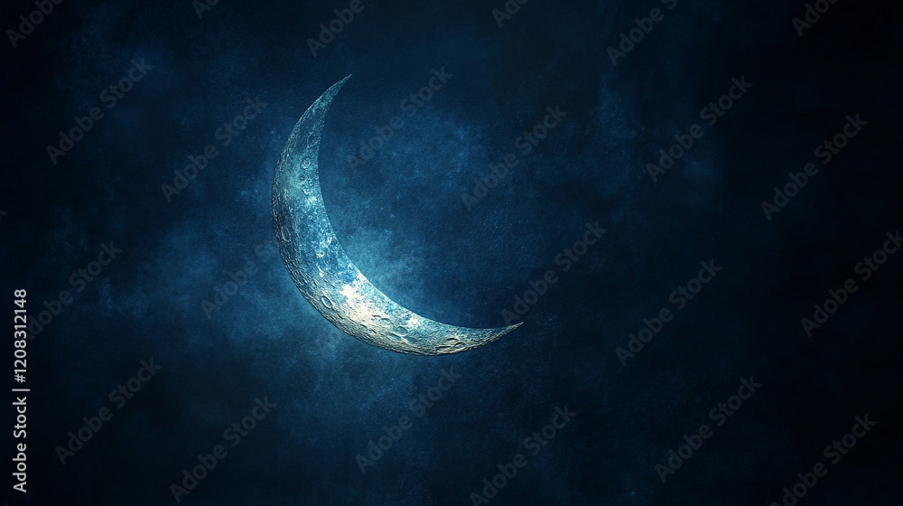 crescent moon against a dark background symbolizing celestial beauty and the wonder of astronomy with a bright tone and blurred empty space for a modern aesthetic crescent moon against a dark background symbolizing celestial beauty and the wonder of astronomy with a bright tone and blurred empty space for a modern aesthetic