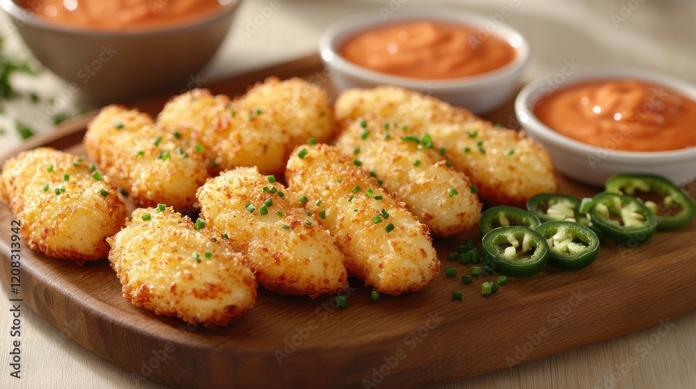 Crispy Fried Cheese Sticks with Spicy Dipping Sauces Crispy Fried Cheese Sticks with Spicy Dipping Sauces