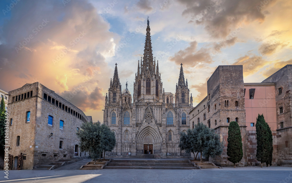 Fototapeta premium The Catedral de Barcelona view in Barcelona City of Spain