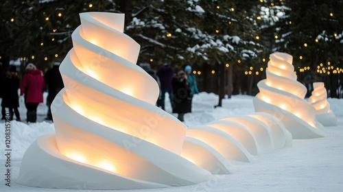 Holiday sand sculptures illuminated with candles photo