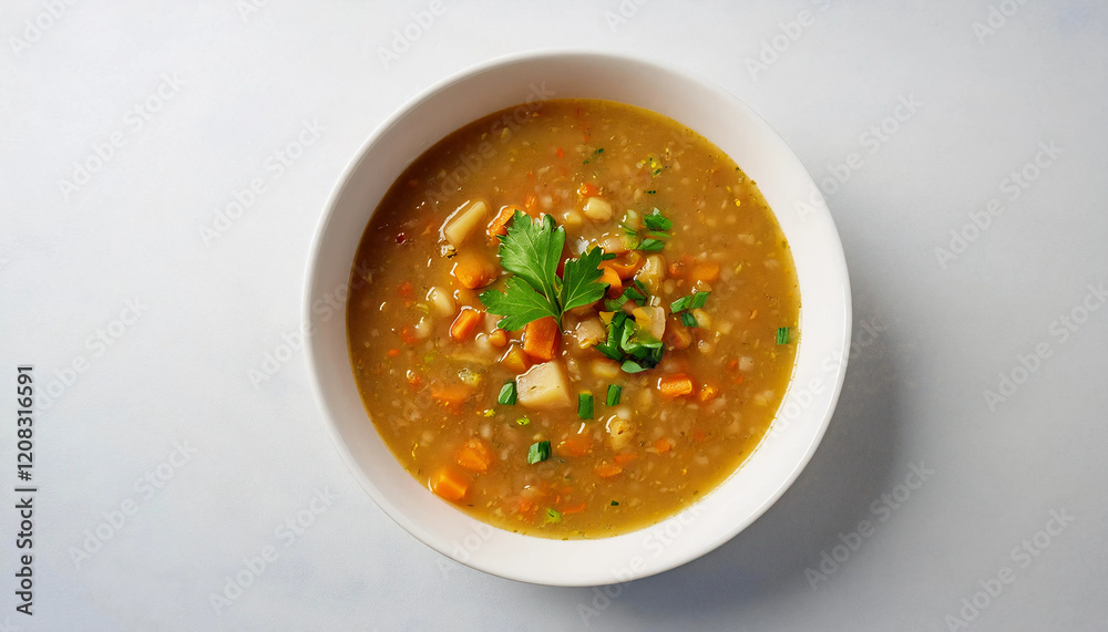 A comforting bowl of lentil soup with carrots, celery, and onions, garnished with fresh parsley, served in a white bowl. Perfect for cozy meals, wellness recipes, or wholesome food visuals A comforting bowl of lentil soup with carrots, celery, and onions, garnished with fresh parsley, served in a white bowl. Perfect for cozy meals, wellness recipes, or wholesome food visuals