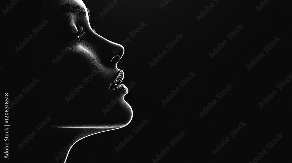 Serene Profile of a Woman on a Dark Background Serene Profile of a Woman on a Dark Background