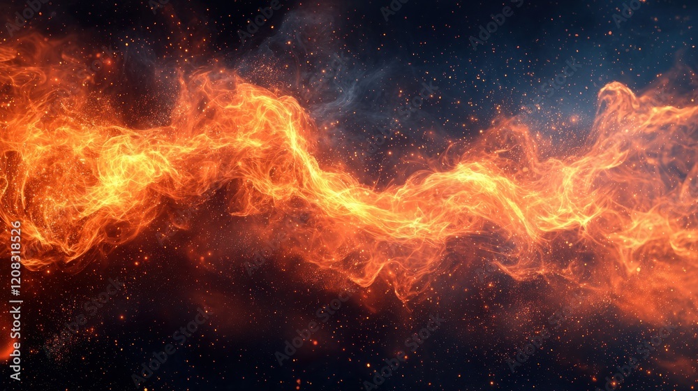 Fototapeta premium Fiery stream, cosmic background, energy, design (1)