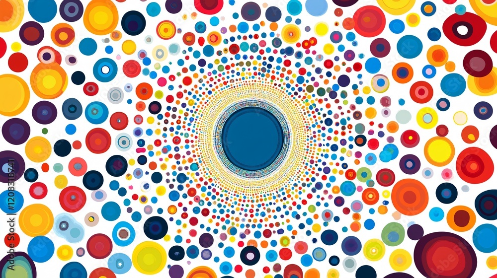 Fototapeta premium Vibrant Circular Design for Backgrounds: Wide-Angle Centered Colorful Pattern