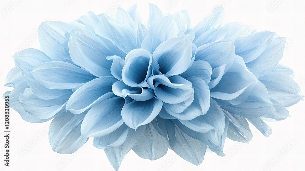 Obraz premium Light Blue Dahlia Flower with Big Shaggy Petals Isolated on White