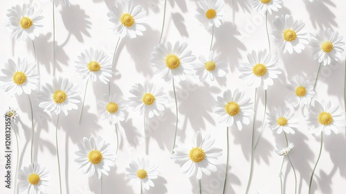 Delicate Chamomile Flowers with Sunlight and Shadow Patterns