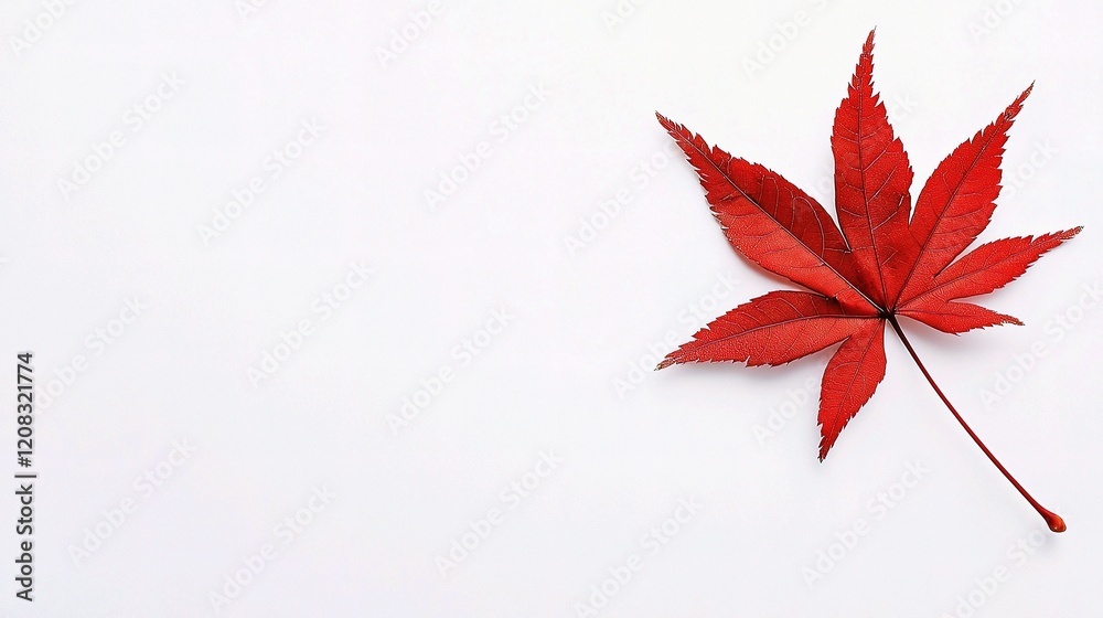 Vibrant Red Maple Leaf Isolated on White Background for Use Vibrant Red Maple Leaf Isolated on White Background for Use