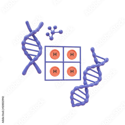 Dominant and Recessive Traits Icon - Punnett Square with Gene Symbols photo