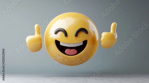 3D rendering OK smiley emoji sticker with transparent background