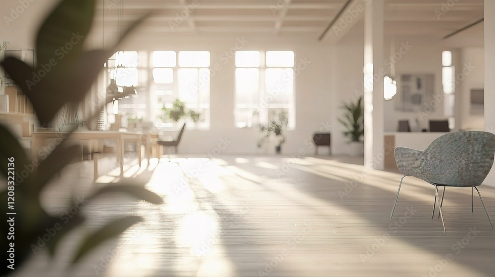 Blurred Focus on Modern Office Interior with Open Space and Light Blurred Focus on Modern Office Interior with Open Space and Light