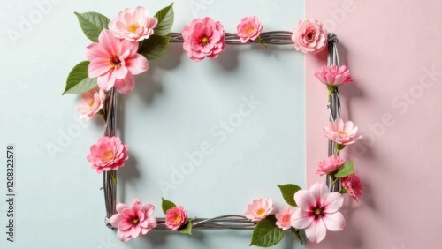 Spring flowers on light background, space for text