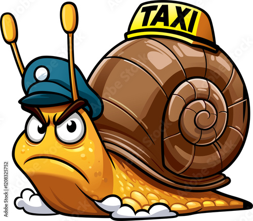 the slowest taxi, a snail in a driver's cap