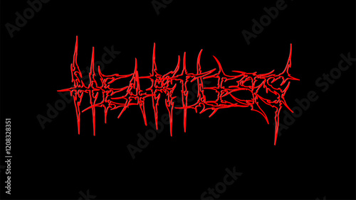 Heartless typography vector with sharp, spiked design and bold red color, perfect for edgy streetwear apparel with metal and gothic vibes