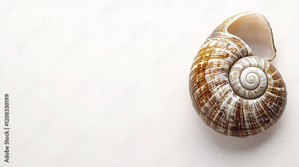 Isolated Snail Shell with Textured Lines on a White Background Isolated Snail Shell with Textured Lines on a White Background