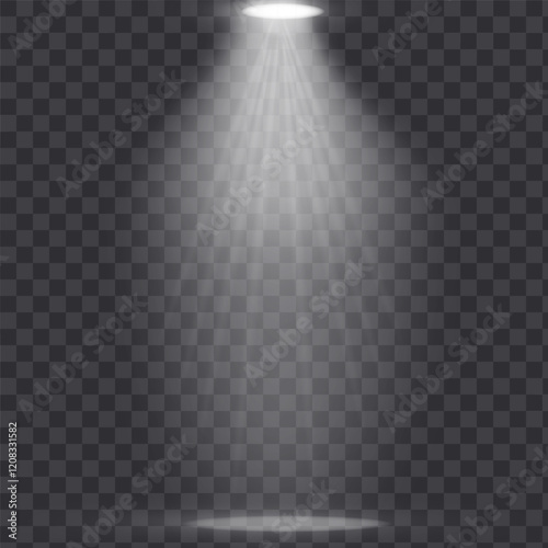 Stage spotlight, bright light source, concert lighting. Spotlight for concert lighting
